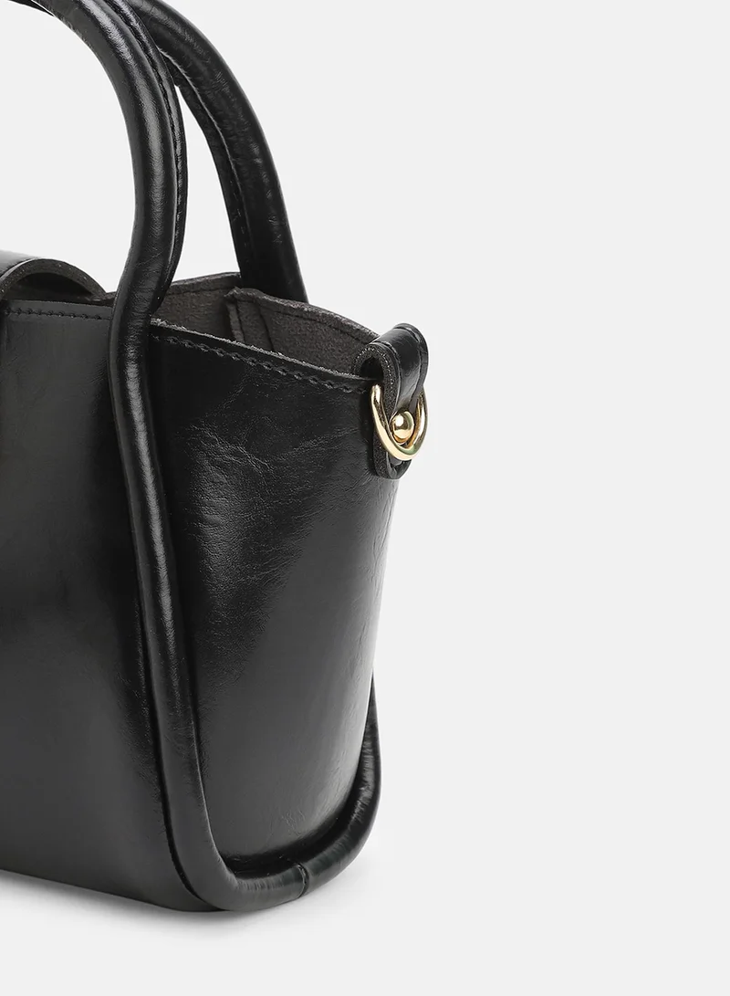 Haute Sauce Solid Interlock Regular Vegan Leather Hand Bag For Women