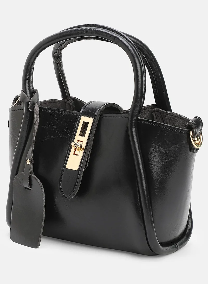 Haute Sauce Solid Interlock Regular Vegan Leather Hand Bag For Women