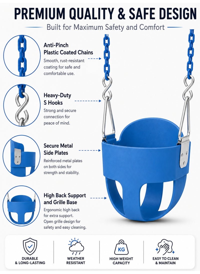 Funz Iron wall swing with swing seat and chains for outdoor activities Blue Color - Image 5
