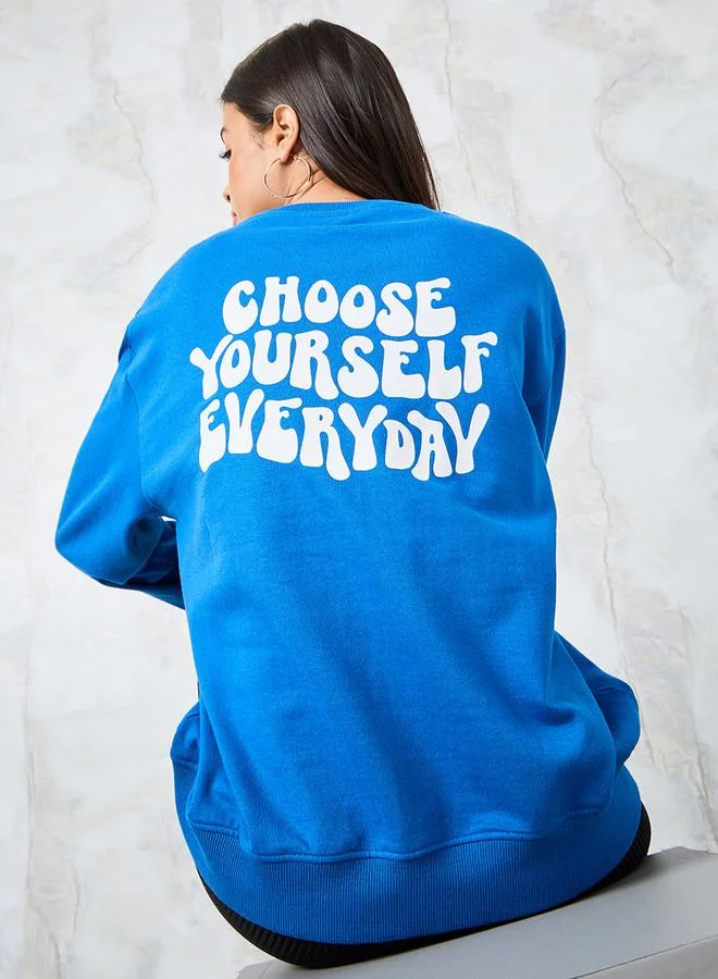 Styli Regular Fit Slogan Print Regular Length Sweatshirt
