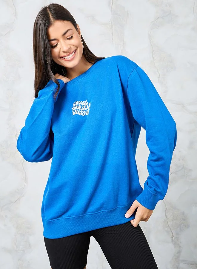 Styli Regular Fit Slogan Print Regular Length Sweatshirt