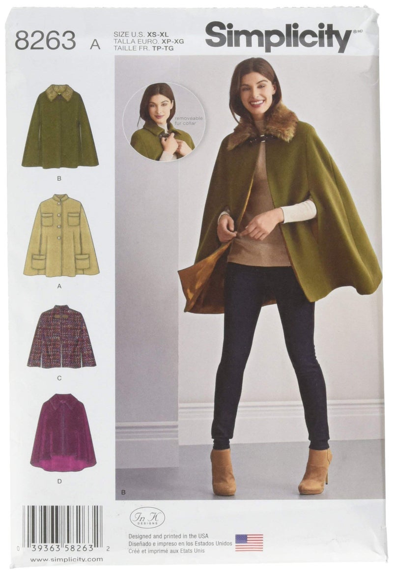 Simplicity 8263 Women's Cape and Capelets Sewing Patterns, Sizes XS-XL - Image 1