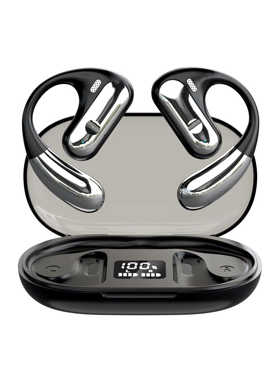 سيوسي SYOSI Open Ear Air Conduction Headphones Wireless Headphones 40 Hours Playtime Sports Headphones With Earhooks With Digital Display Charging Case For Driving Walking Fit For iPhone Android