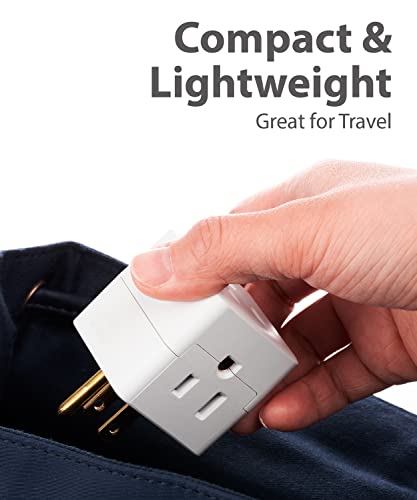 Fosmon 3 Outlet Wall Adapter Cube Tap, 90 Degree Wall Tap Triple Power Adapter, Outlet Splitter 3 Prong, Multi Plug Outlet, 3 Way Plug Adapter, Outlet Extender for Home or Travel, ETL Listed - Image 3