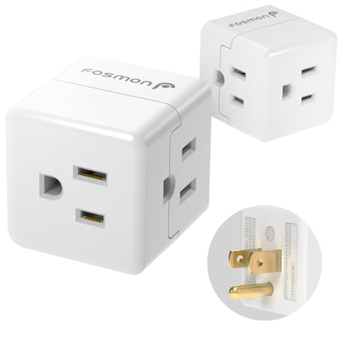 Fosmon 3 Outlet Wall Adapter Cube Tap, 90 Degree Wall Tap Triple Power Adapter, Outlet Splitter 3 Prong, Multi Plug Outlet, 3 Way Plug Adapter, Outlet Extender for Home or Travel, ETL Listed - Image 1