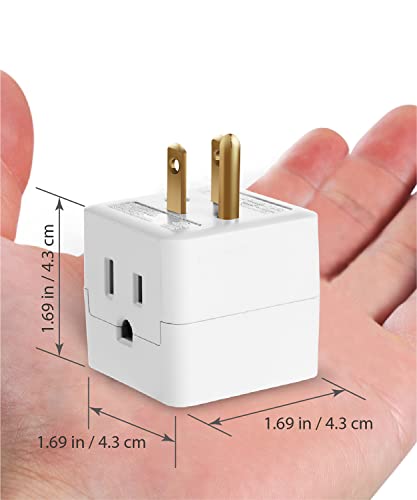 Fosmon 3 Outlet Wall Adapter Cube Tap, 90 Degree Wall Tap Triple Power Adapter, Outlet Splitter 3 Prong, Multi Plug Outlet, 3 Way Plug Adapter, Outlet Extender for Home or Travel, ETL Listed - Image 4
