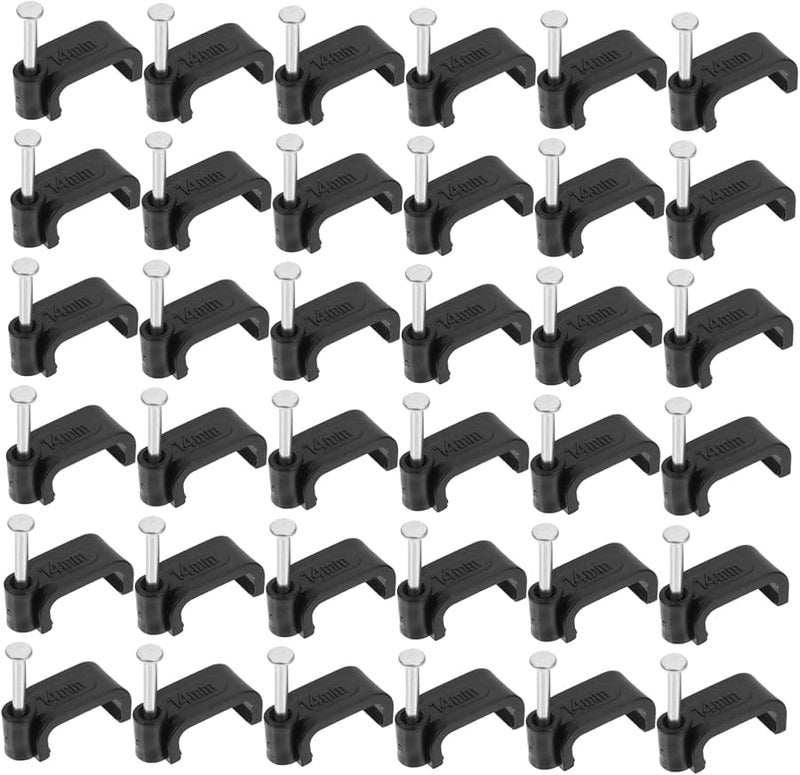 Mikikit 100 قطعة مشبك كابل J الخطاف الأسود 1.9 سم مع مسامير لسلك جدار الطوب - Image 1