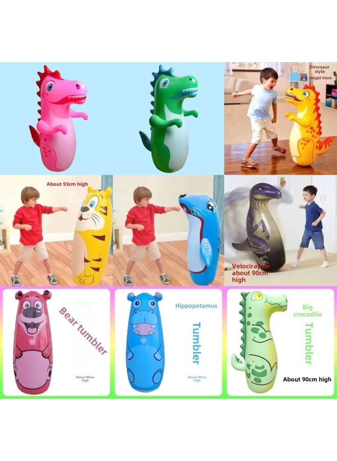 Large Inflatable PVC Thickened Cartoon Dinosaur Toy For Children Aged 3-7 Non Toxic Biodegradable Safe Fun Playtime-Color:Extra Large Thickened Blue Cinnamon Dog  - Image 2