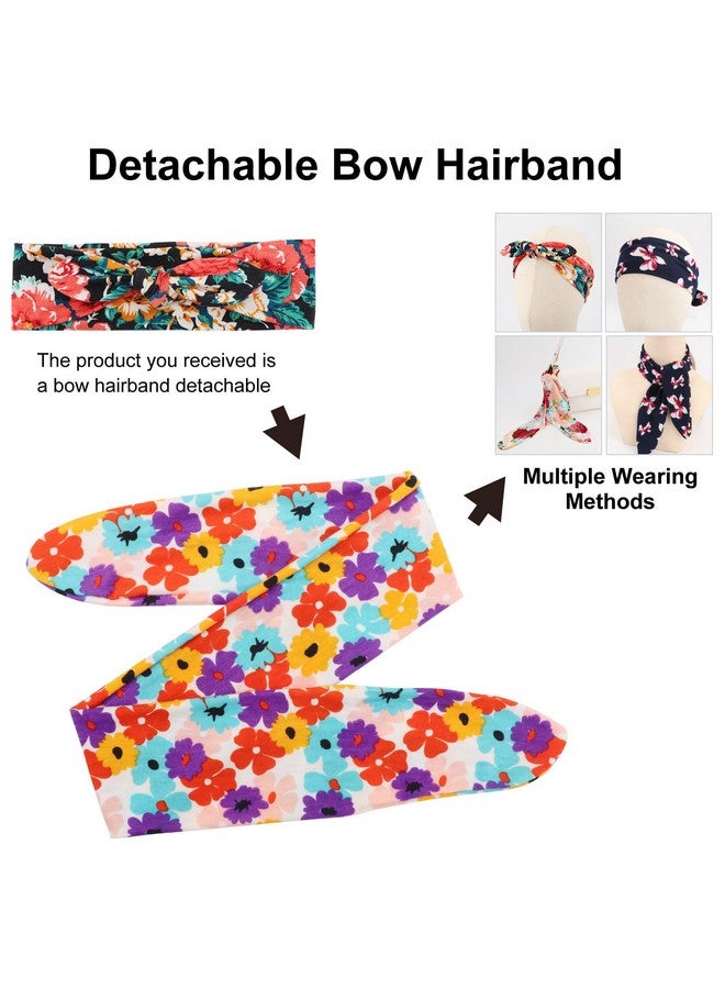 Loquat 8 Pack Adjustable Knotted Headbands Cotton Elastic Non Slip Hair Bands Floral Yoga Headbands For Women And Girls - Image 4