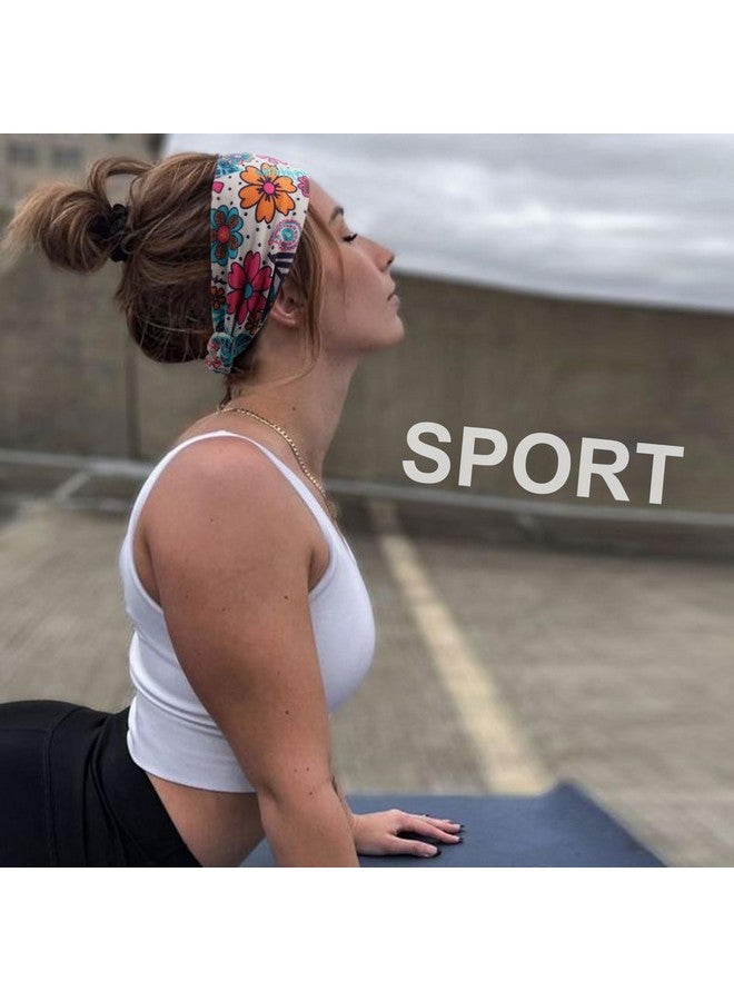 Loquat 8 Pack Adjustable Knotted Headbands Cotton Elastic Non Slip Hair Bands Floral Yoga Headbands For Women And Girls - Image 2