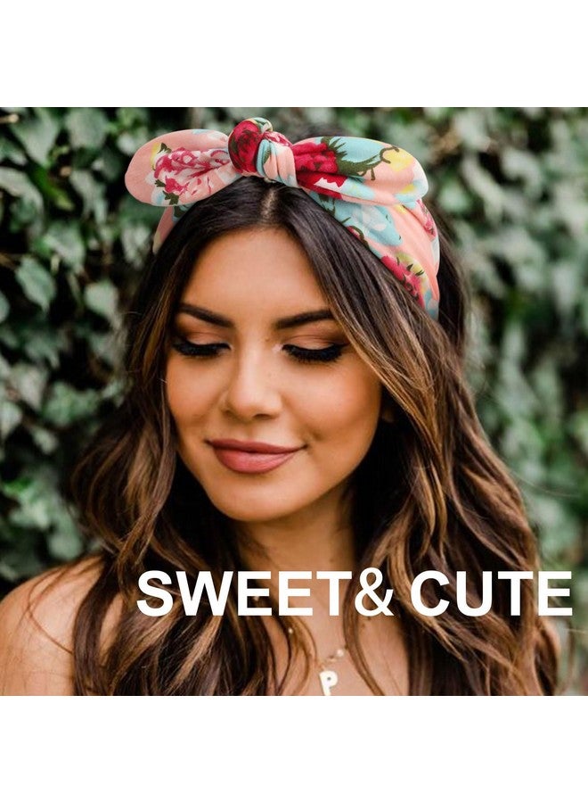 Loquat 8 Pack Adjustable Knotted Headbands Cotton Elastic Non Slip Hair Bands Floral Yoga Headbands For Women And Girls - Image 3