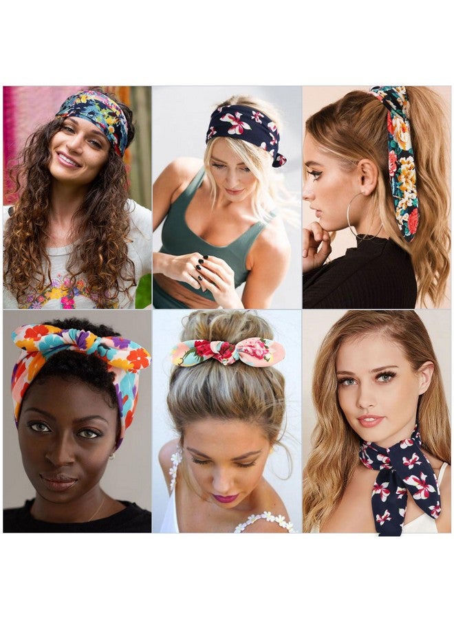 Loquat 8 Pack Adjustable Knotted Headbands Cotton Elastic Non Slip Hair Bands Floral Yoga Headbands For Women And Girls - Image 5