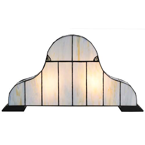 Bieye L10661 Baroque Desk Clock Tiffany Style Stained Glass Accent Table Lamp for Living Room Bedside Home Decoration, Night Light with Quartz Watch Inside (Blue) - Image 4