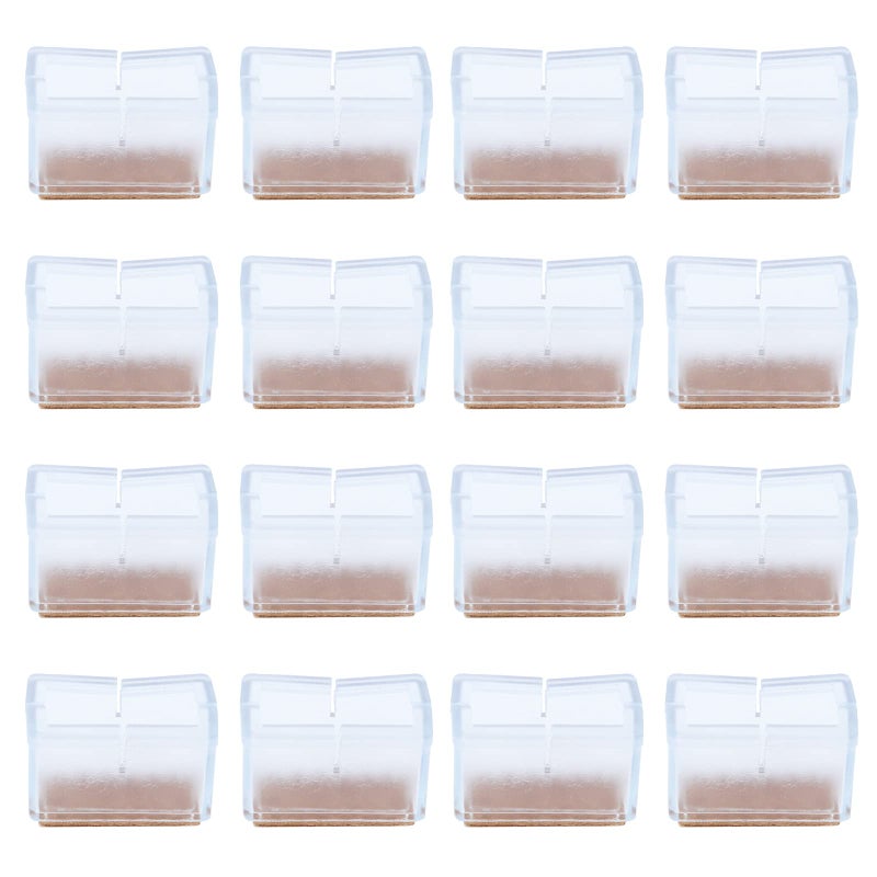Antrader Silicon Rectangle Furniture Pads, Floor Protector Sofa Non-Slip Chair Feet Pad Table Leg Cap with Felt Pads Length 1.5" to 1.7" (3.8-4.2cm), Width 0.7" to 0.83" (1.7-2.1cm), Clear,16pcs - Image 5