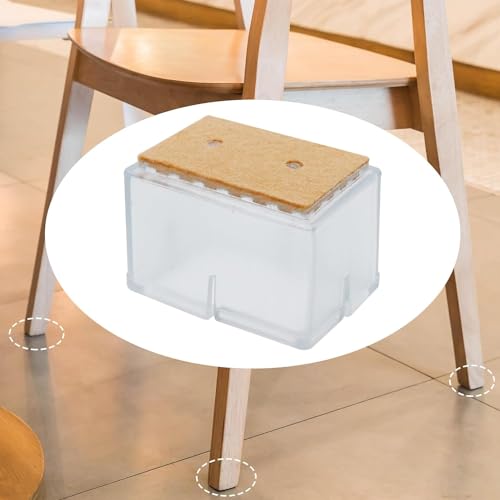 Antrader Silicon Rectangle Furniture Pads, Floor Protector Sofa Non-Slip Chair Feet Pad Table Leg Cap with Felt Pads Length 1.5" to 1.7" (3.8-4.2cm), Width 0.7" to 0.83" (1.7-2.1cm), Clear,16pcs - Image 3