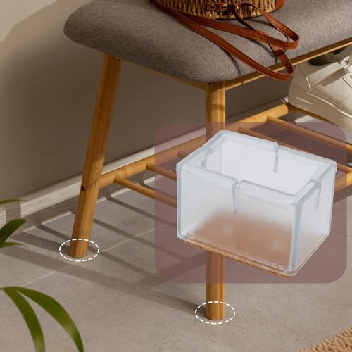 Antrader Silicon Rectangle Furniture Pads, Floor Protector Sofa Non-Slip Chair Feet Pad Table Leg Cap with Felt Pads Length 1.5" to 1.7" (3.8-4.2cm), Width 0.7" to 0.83" (1.7-2.1cm), Clear,16pcs - Image 4