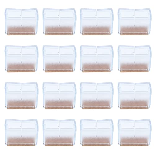 Antrader Silicon Rectangle Furniture Pads, Floor Protector Sofa Non-Slip Chair Feet Pad Table Leg Cap with Felt Pads Length 1.5" to 1.7" (3.8-4.2cm), Width 0.7" to 0.83" (1.7-2.1cm), Clear,16pcs - Image 1