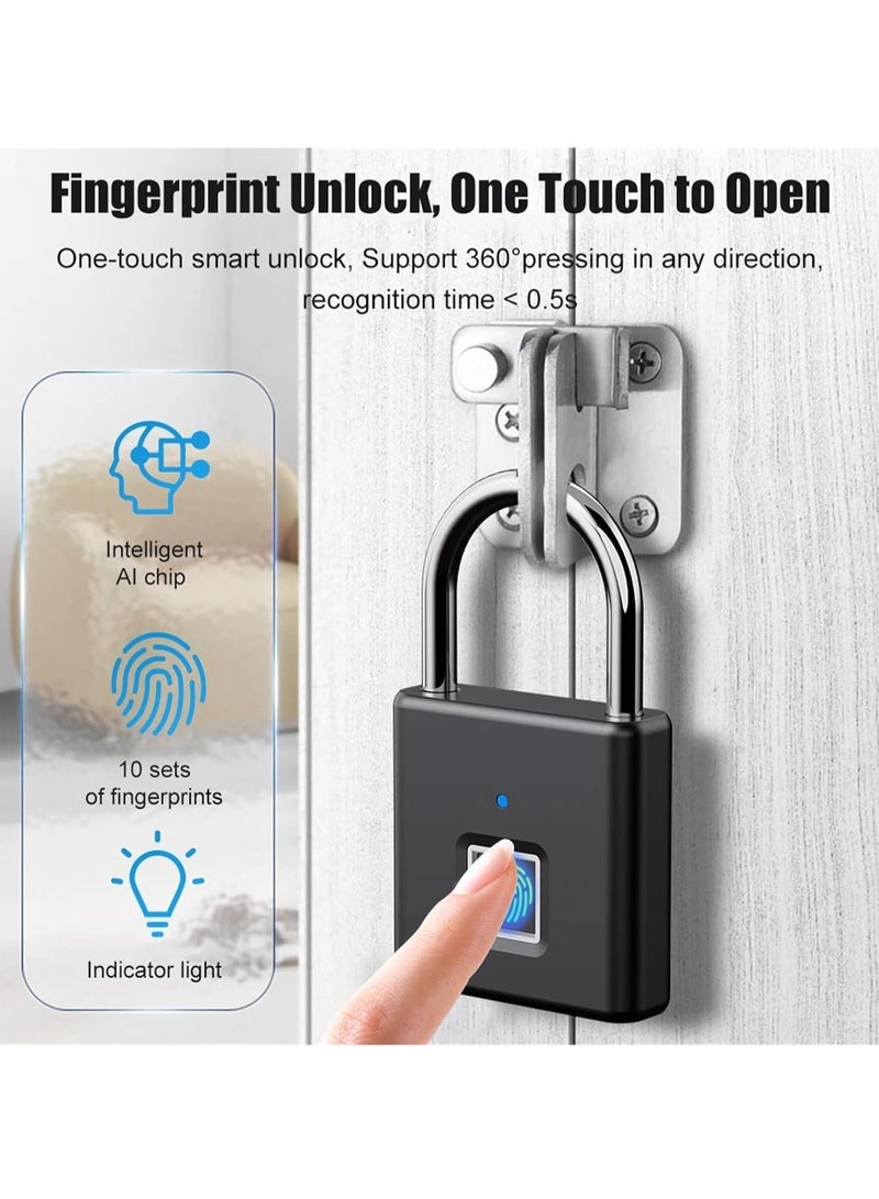 ELTRAZONE USB C Rechargeable Fingerprint Smart Padlock – Keyless Portable Lock for Bags, Drawers, Suitcases, and Gyms (4-Pack, 43x13x41.5mm)  - Image 2