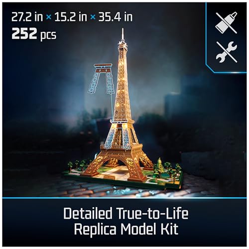 4D Build Architect Series Eiffel Tower 3D Model Kit with LED Lights Desk Dcor Adult Puzzles Easter Gift 3D Puzzles for Adults  Teens 252 Pieces for Ages 12  Up - Image 5