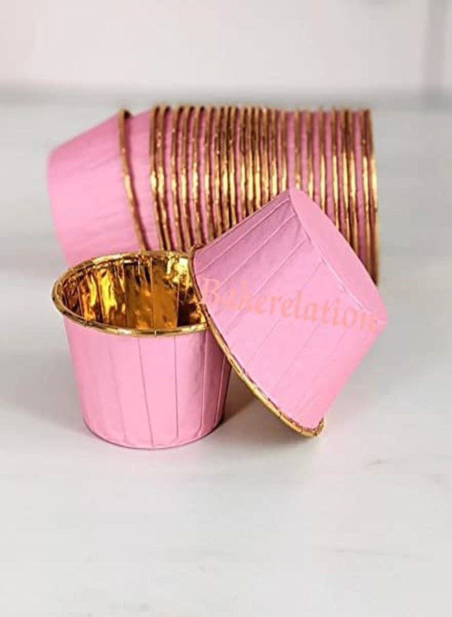 Bakerelation 200 Pcs Foil Paper Cake Baking Cups Cupcake Liners Muffin Liners Cupcake Holder Cupcake Baking Liners Cups Holder Disposable Mold (Pink Golden) - Image 2