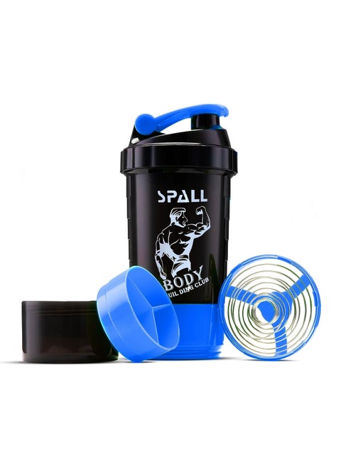 Protein Shaketr Bottle Non Slip 3 Layer Twist Off Leak Proof Blender Bottle With Supplement And Pill Storage Compartment