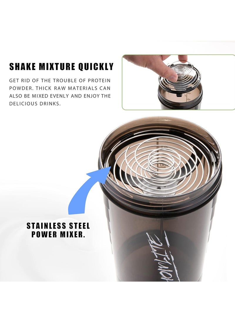 Protein Shaketr Bottle Non Slip 3 Layer Twist Off Leak Proof Blender Bottle With Supplement And Pill Storage Compartment