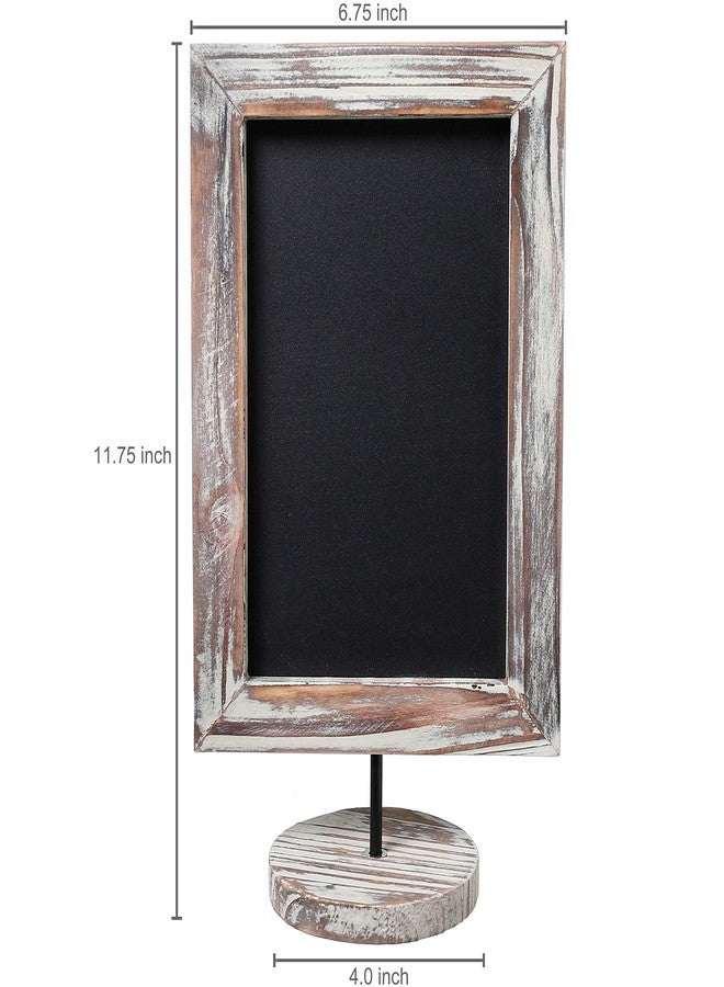MyGift Set of 3 Tabletop Chalkboard Sign with Torched Wood Frame and Round Base, Decorative Wedding Table Place Card Signage, Rustic Small Kitchen Countertop Memo Board - Image 3