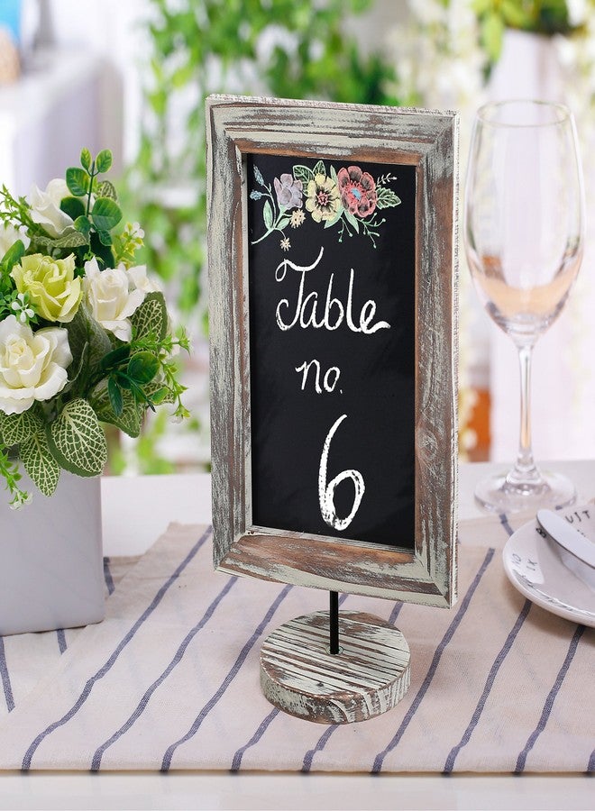 MyGift Set of 3 Tabletop Chalkboard Sign with Torched Wood Frame and Round Base, Decorative Wedding Table Place Card Signage, Rustic Small Kitchen Countertop Memo Board - Image 2