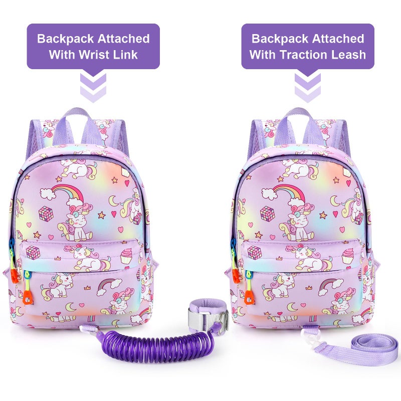 Accmor Toddler Harness Backpack Leash, Mini Unicorn Backpacks with Anti Lost Wrist Link, Cute Child Backpack Walking Leashes Keep Kids Close Rope Tether Rein for Baby Girls to Outdoor Travel - Image 3