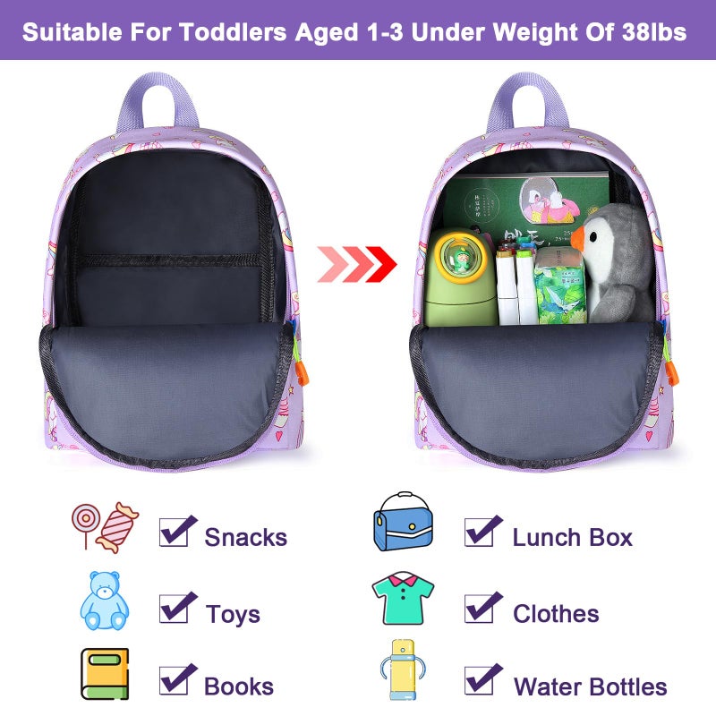 Accmor Toddler Harness Backpack Leash, Mini Unicorn Backpacks with Anti Lost Wrist Link, Cute Child Backpack Walking Leashes Keep Kids Close Rope Tether Rein for Baby Girls to Outdoor Travel - Image 4