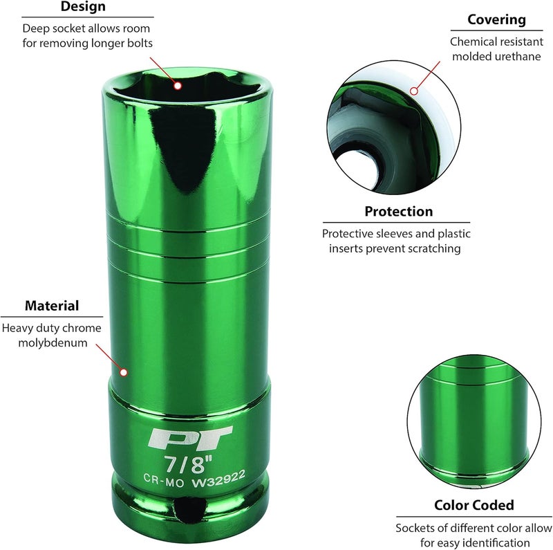 Performance Tool W32922 1/2-Inch Impact Drive 7/8-Inch Thin Wall Socket , Green - Image 2