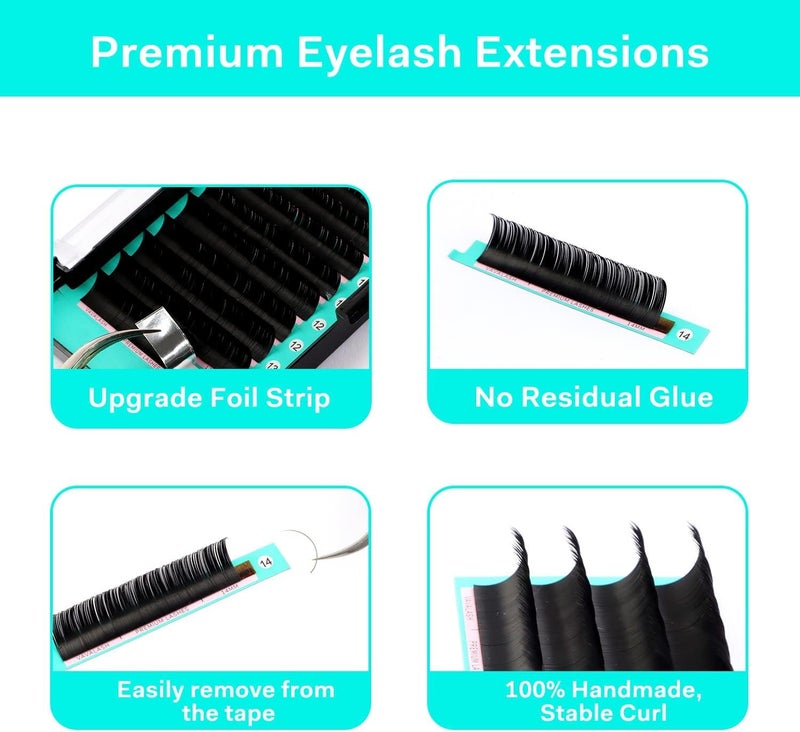 VAVALASH Eyelash Extensions 0.05 DD Curl 12mm Lash Extensions Supplies Individual Lashes Premium Silk Volume & Classic Lash Soft Matte Dark Professional Eyelashes Extension (0.05-DD-12mm) - Image 4