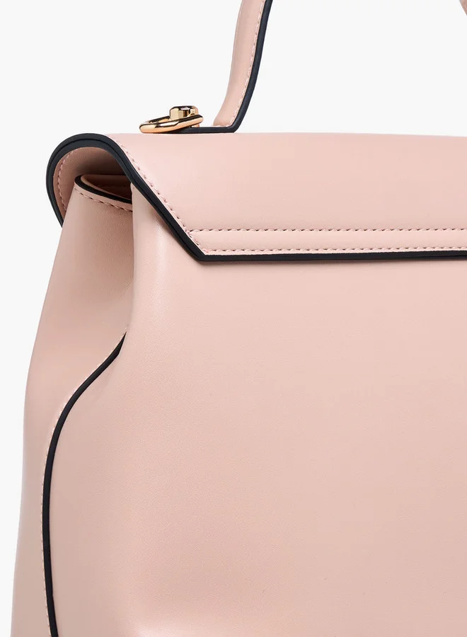 بابريكا Solid Satchel Bag with Button Closure