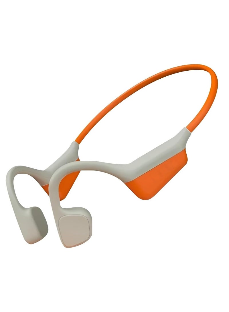 caijin Bone Conduction Sports Earphones - Wireless Bluetooth 5.3 Neckband Earphones, Open and Comfortable to Wear, 15 Hours Playtime, Waterproof, HiFi Sound Effect, Suitable for Running, Cycling, Outdoor Sports (Orange) - Image 1