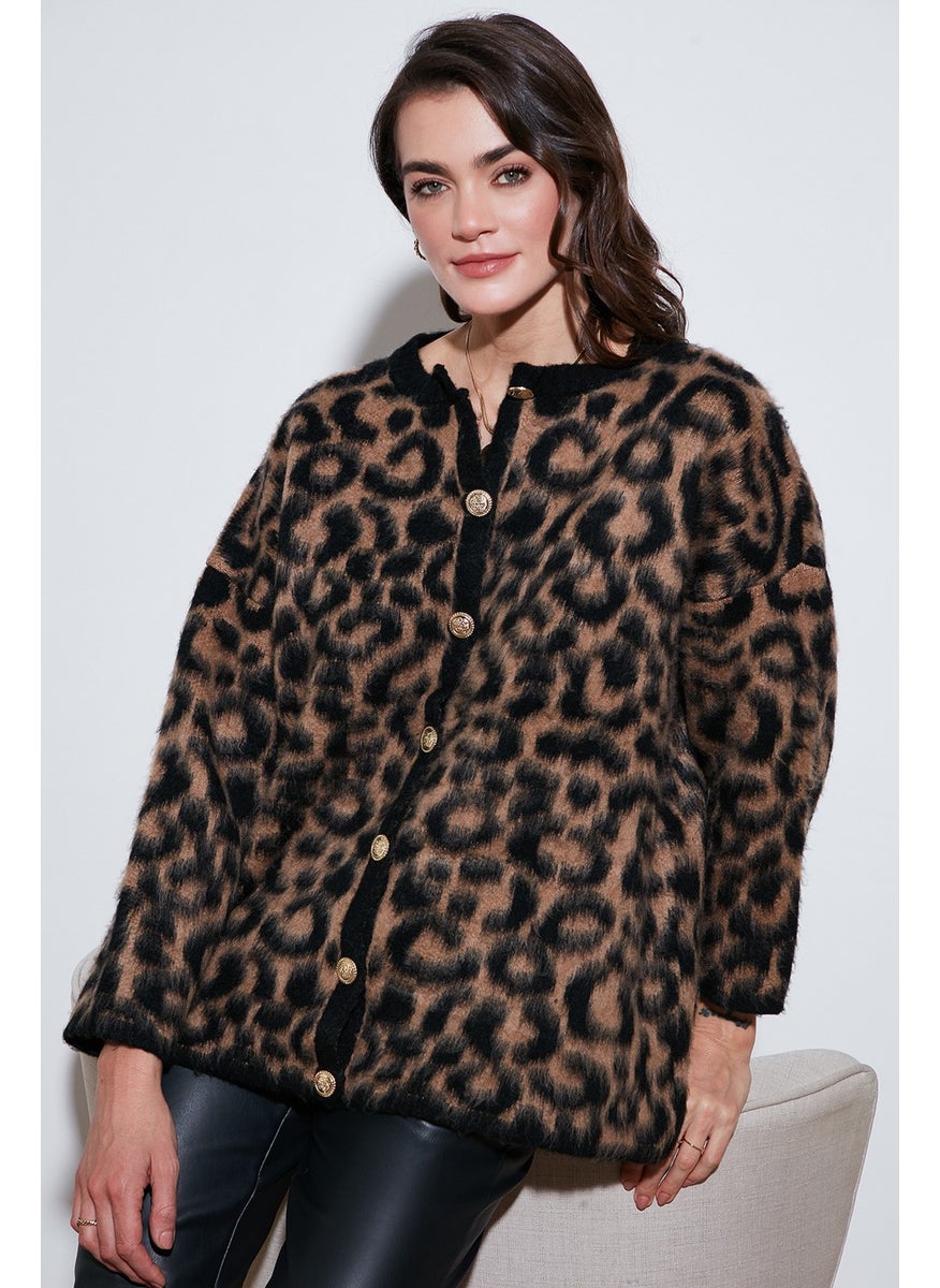 Lela Standard Fit Leopard Soft Texture Cardigan Women's CARDIGAN 4614504  - Image 1