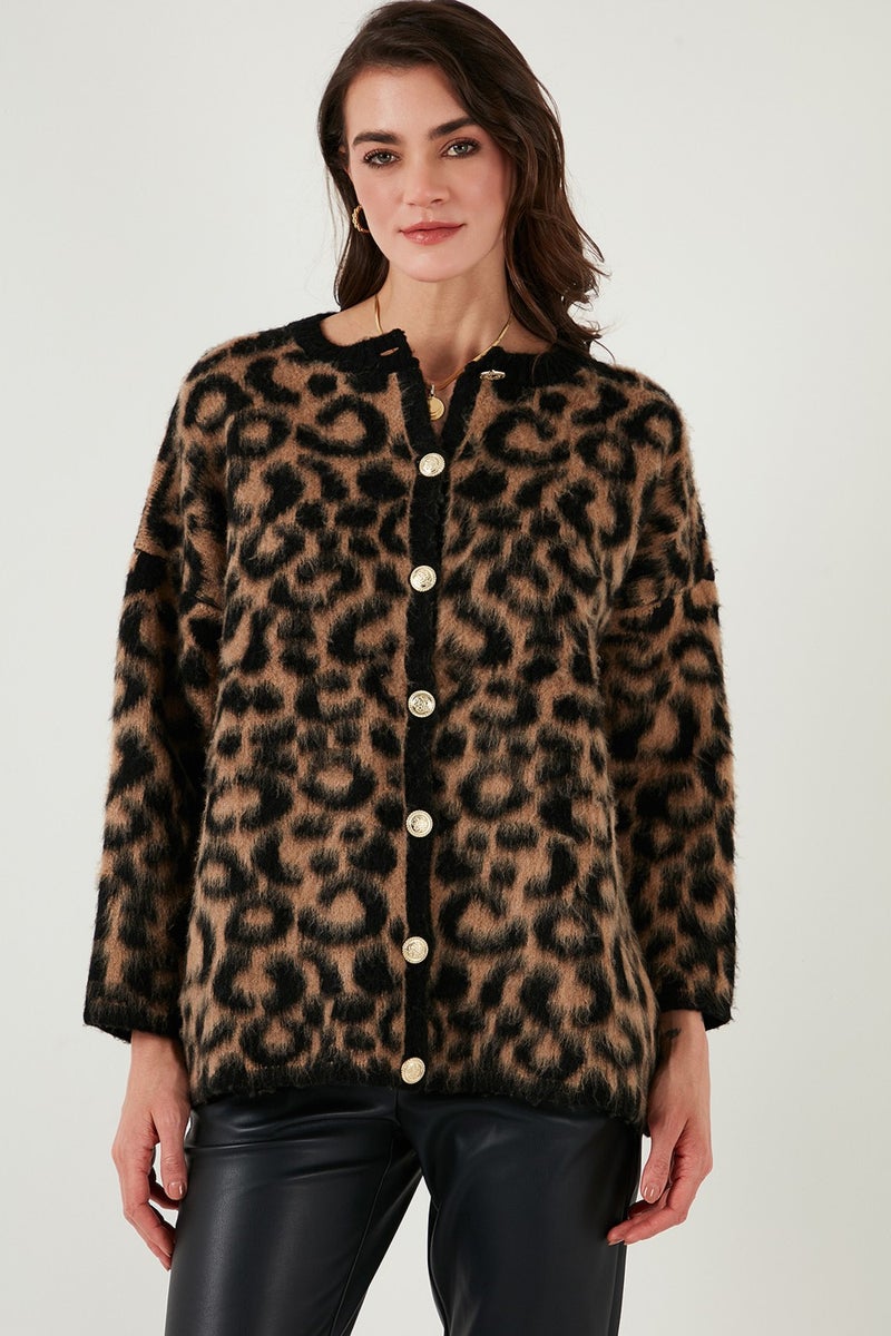 Standard Fit Leopard Soft Texture Cardigan Women's CARDIGAN 4614504