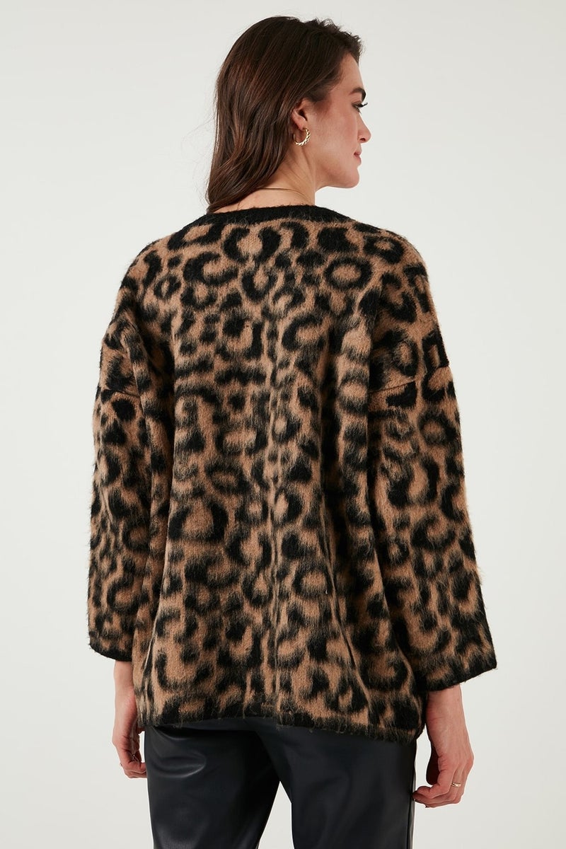Standard Fit Leopard Soft Texture Cardigan Women's CARDIGAN 4614504