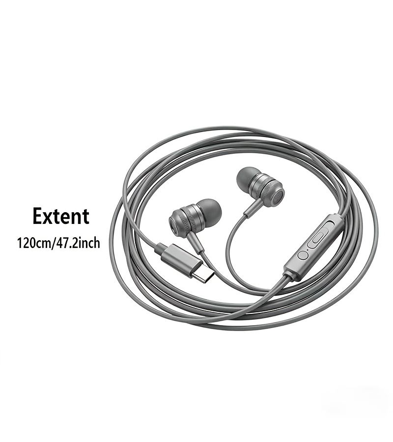 سماعات سلكية من نوع C مع ميكروفون (قطعتان) لأجهزة iPhone وGalaxy وiPad Pro - Image 2
