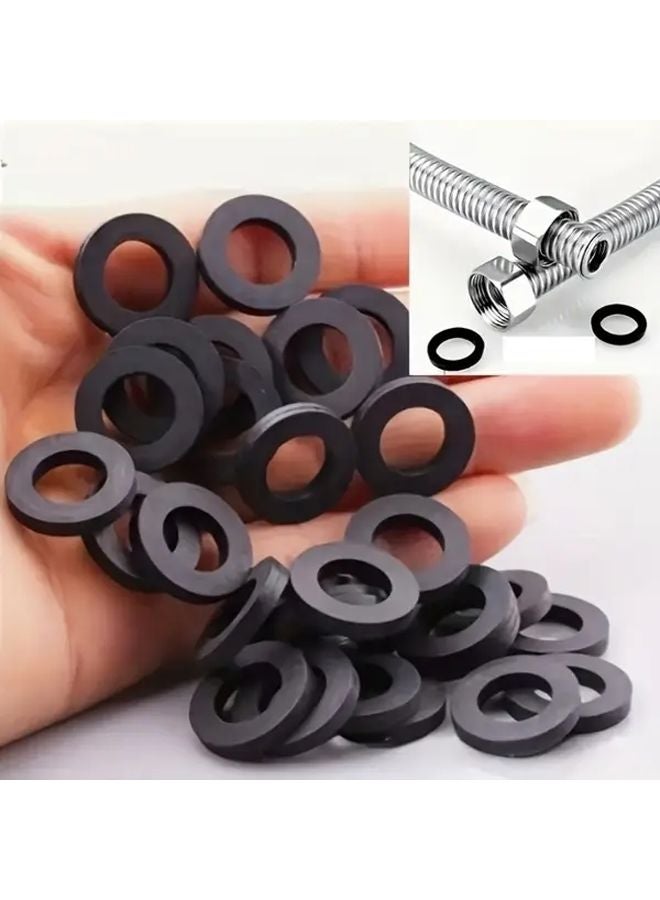 50pcs Black Rubber Washer Rings Shower Hose Sealing Gaskets Durable Flexible Plumbing - Image 2