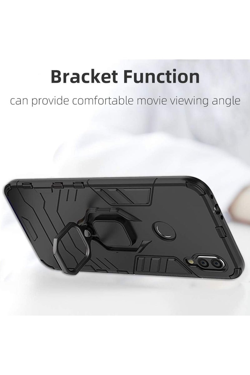 Phone Case Cover Shockproof Silicone + Hard Plastic metal ring Compatible with Redmi Note 7 (Black) - Image 2