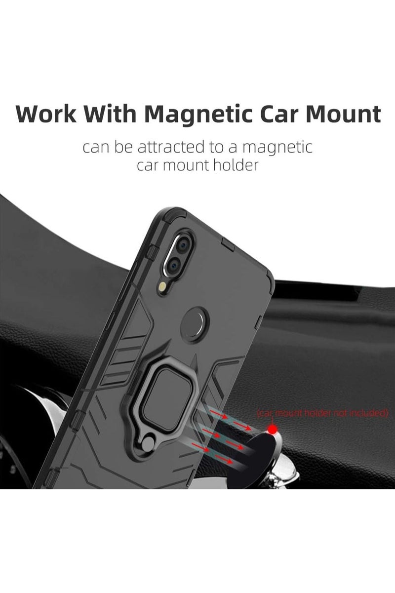Phone Case Cover Shockproof Silicone + Hard Plastic metal ring Compatible with Redmi Note 7 (Black) - Image 3
