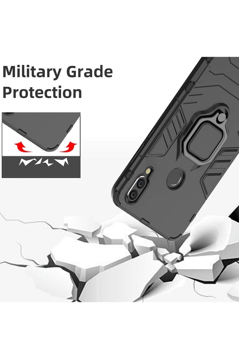 Phone Case Cover Shockproof Silicone + Hard Plastic metal ring Compatible with Redmi Note 7 (Black) - Image 5