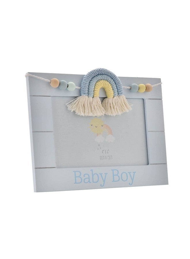 Oaktree Gifts Petit Cheri Wooden Photo Frame Macrame Rainbow Boy 4" X 6" - Image 1