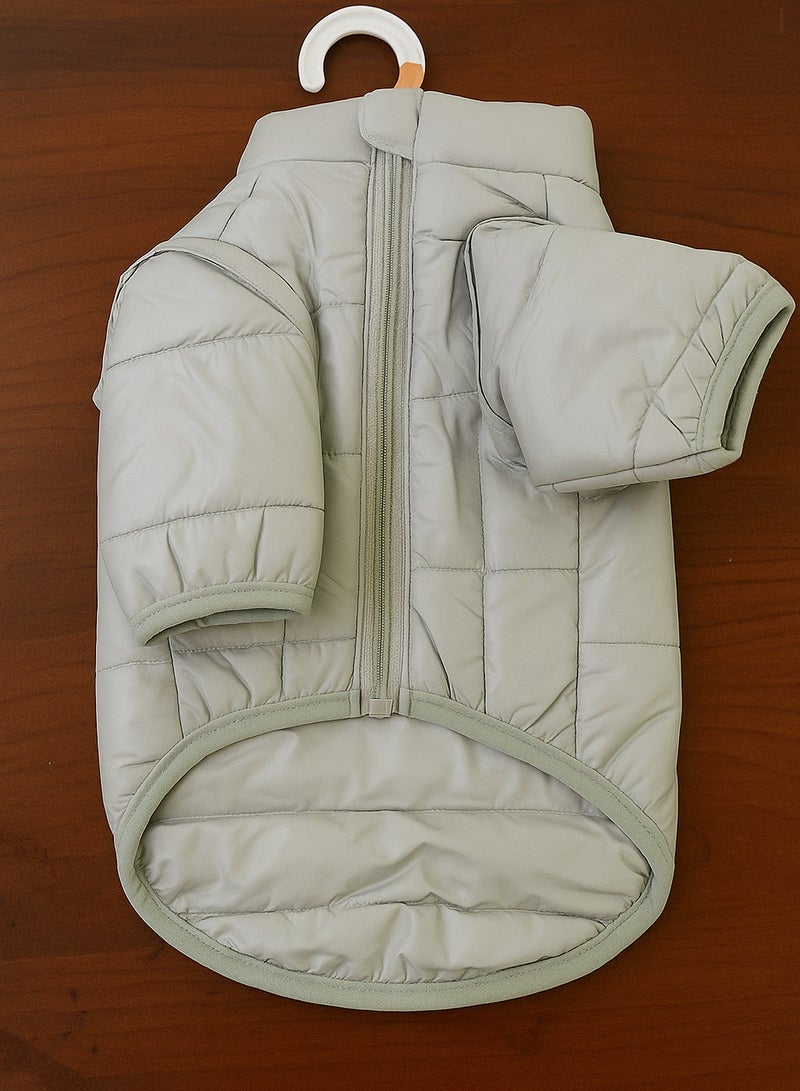 يو أيه أر أو أن إي سترة رياضية كبيرة للكلاب مبطنة من الألياف الدقيقة باللون الرمادي - الظهر 42 سم، الرقبة 40-41 سم، الصدر 47-51 سم