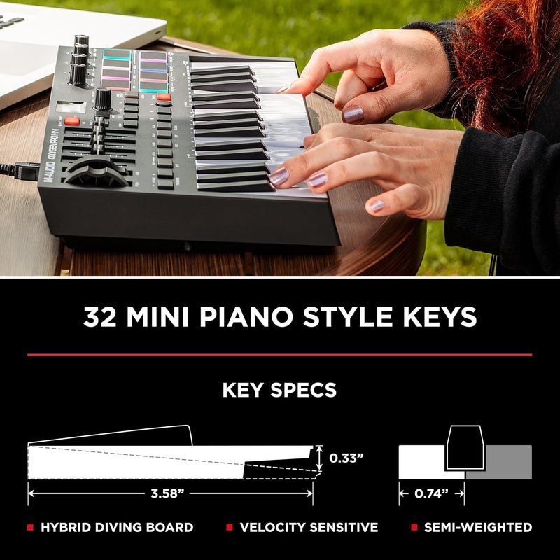 M-Audio Oxygen Pro Mini 32 Key USB MIDI Keyboard Controller with Beat Pads and Software Suite - Image 4