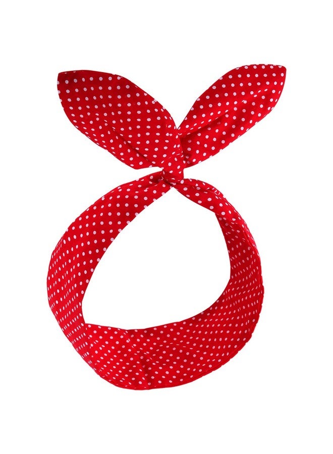 HYFEEL Wire Headbands For Women Bow Bandana Hair Scarf Hairbands Cute Knotted Hair Accessories 50S Retro Head Wraps Turban (Red Polka Dot) - Image 1