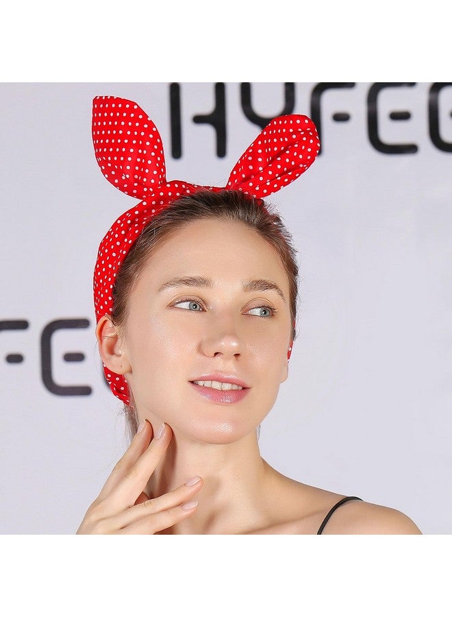 HYFEEL Wire Headbands For Women Bow Bandana Hair Scarf Hairbands Cute Knotted Hair Accessories 50S Retro Head Wraps Turban (Red Polka Dot) - Image 2