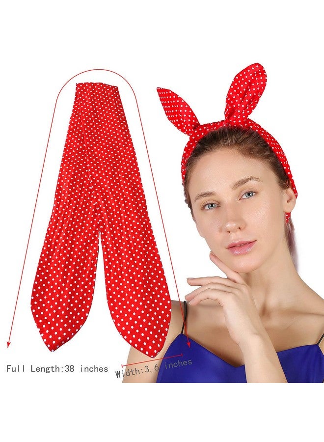 HYFEEL Wire Headbands For Women Bow Bandana Hair Scarf Hairbands Cute Knotted Hair Accessories 50S Retro Head Wraps Turban (Red Polka Dot) - Image 5