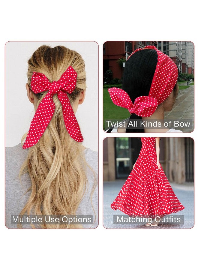 HYFEEL Wire Headbands For Women Bow Bandana Hair Scarf Hairbands Cute Knotted Hair Accessories 50S Retro Head Wraps Turban (Red Polka Dot) - Image 4