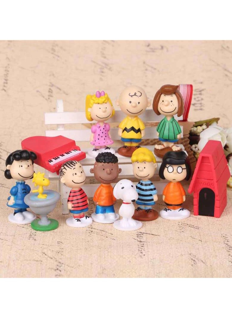 12pc Japan Cartoon Peanuts Snoopy Charlie Sally Woodstock Mini Figure Model Toys  - Image 3